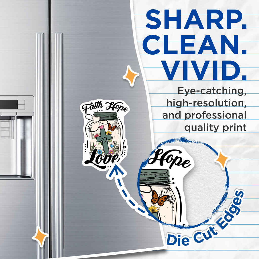 (2 Pack) Faith Hope Love Magnets - Christian Refrigerator Decor - Inspirational Kitchen Accents - 5 Inches On Longest Side - Thick Durable Magnet - Made in USA - MAG27838