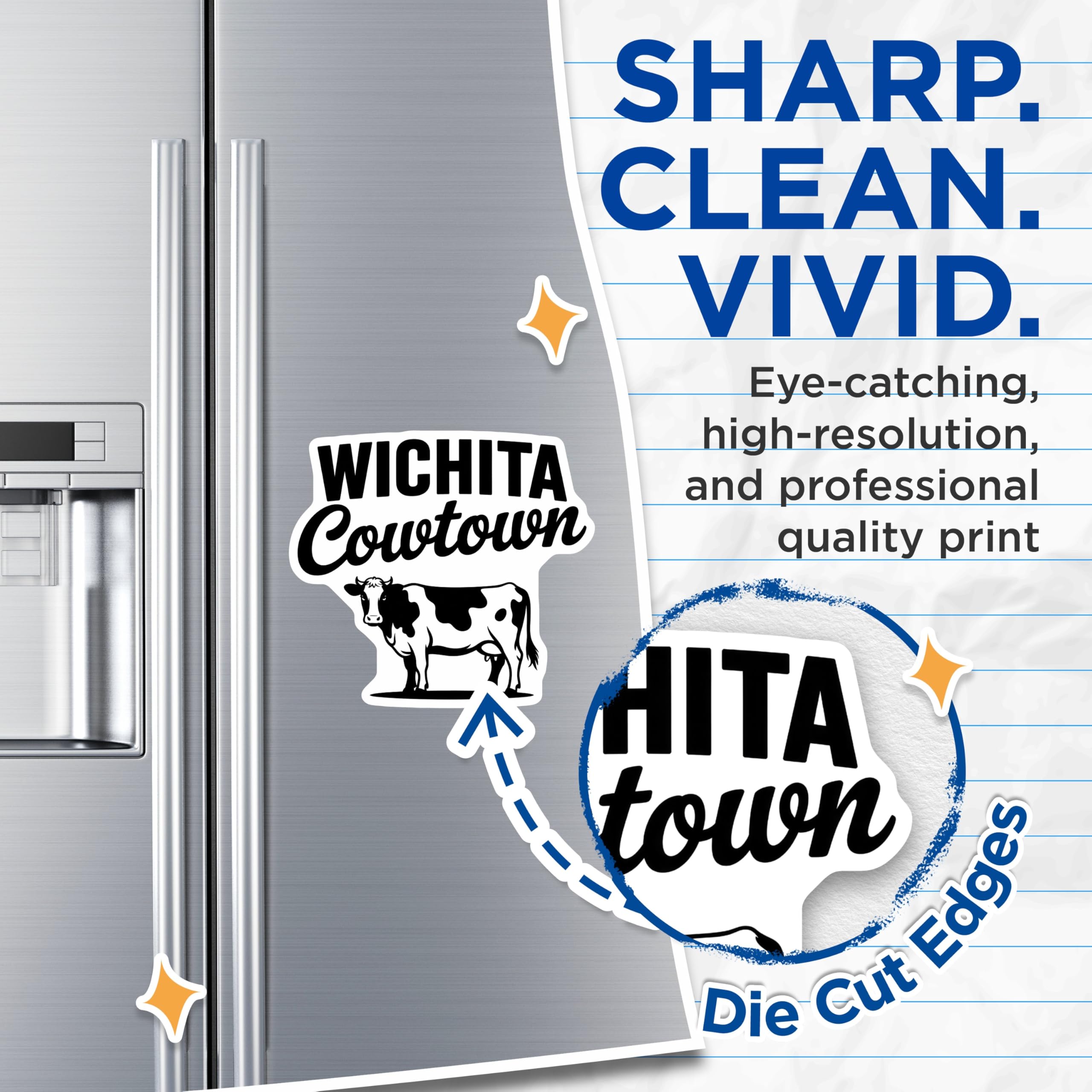 (2 Pack) Wichita Cowtown Magnets - Kansas Souvenir - Fridge Magnets - 5" On Longest Side - Premium Magnet - for Cars, Refrigerators, Toolboxes, Lockers - Made in USA - MAG18657