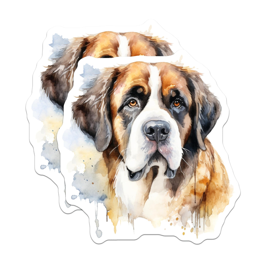 (2 Pack) Saint Bernard Magnets - Watercolor Dog Art - Pet Lover Home Decor - 5 Inches On Longest Side - Thick Durable Magnet - Made in USA - MAG24644