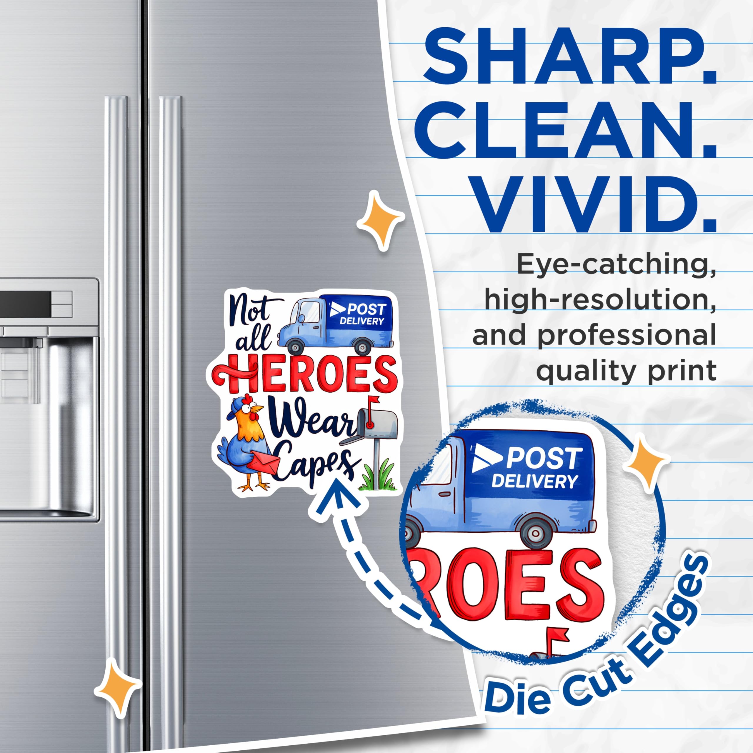 (2 Pack) Not All Heroes Wear Capes Magnets - Mail Carrier Appreciation - Postal Worker Thank You Gift - 5 Inches On Longest Side - Thick Durable Magnet - Made in USA - MAG30392