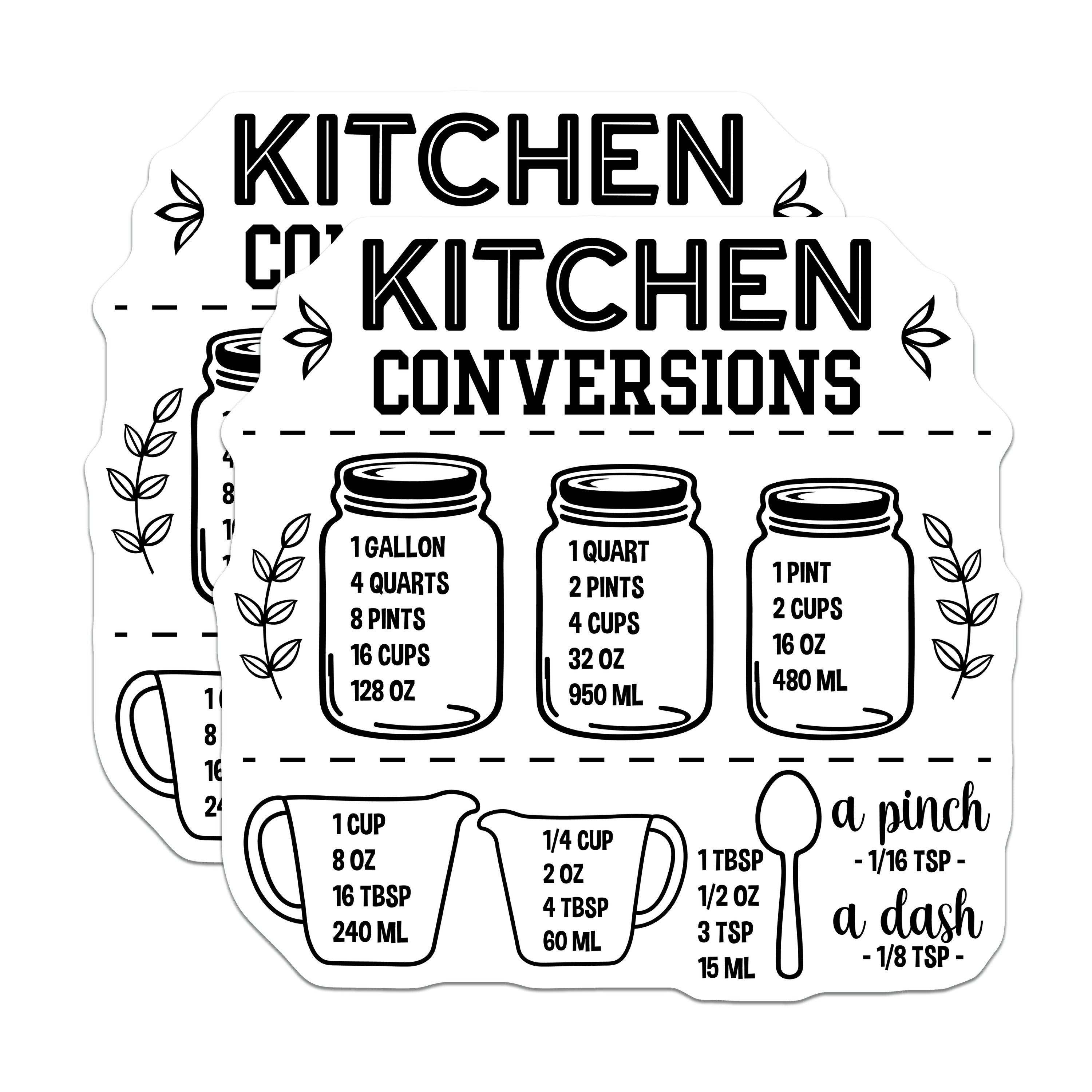 (2 Pack) Kitchen Conversion Magnets - Cooking Measurements Guide - Baking Reference Chart - 5 Inches On Longest Side - Thick Durable Magnet - Made in USA - MAG39013