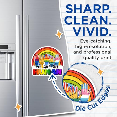(2 Pack) We are All Human Magnets - Rainbow Pride - Inclusion Diversity - 5" On Longest Side - for Cars, Fridges, Toolboxes - Made in USA - MAG8270