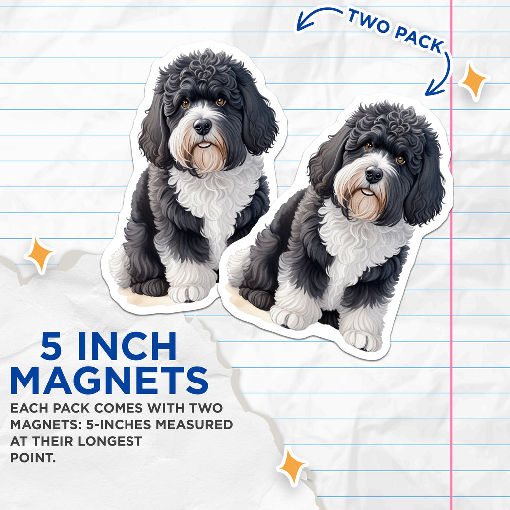 (2 Pack) Tibetan Terrier Dog Magnets - Cute Fluffy Puppy - Pet Lover Fridge Decor - 5 Inches On Longest Side - Thick Durable Magnet - Made in USA - MAG38677