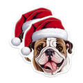 (2 Pack) Christmas Bulldog Magnets - Cute Santa Hat Dog Refrigerator Decor - Festive Winter Holiday Pet Magnets - 5 Inches On Longest Side - Thick Durable Magnet - Made in USA - MAG23658