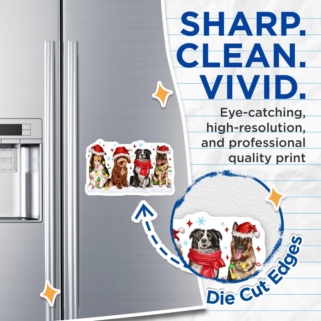 (2 Pack) Christmas Dog Magnets - Holiday Pet Decor - Dog Lover Present - 5 Inches On Longest Side - Thick Durable Magnet - Made in USA - MAG25840