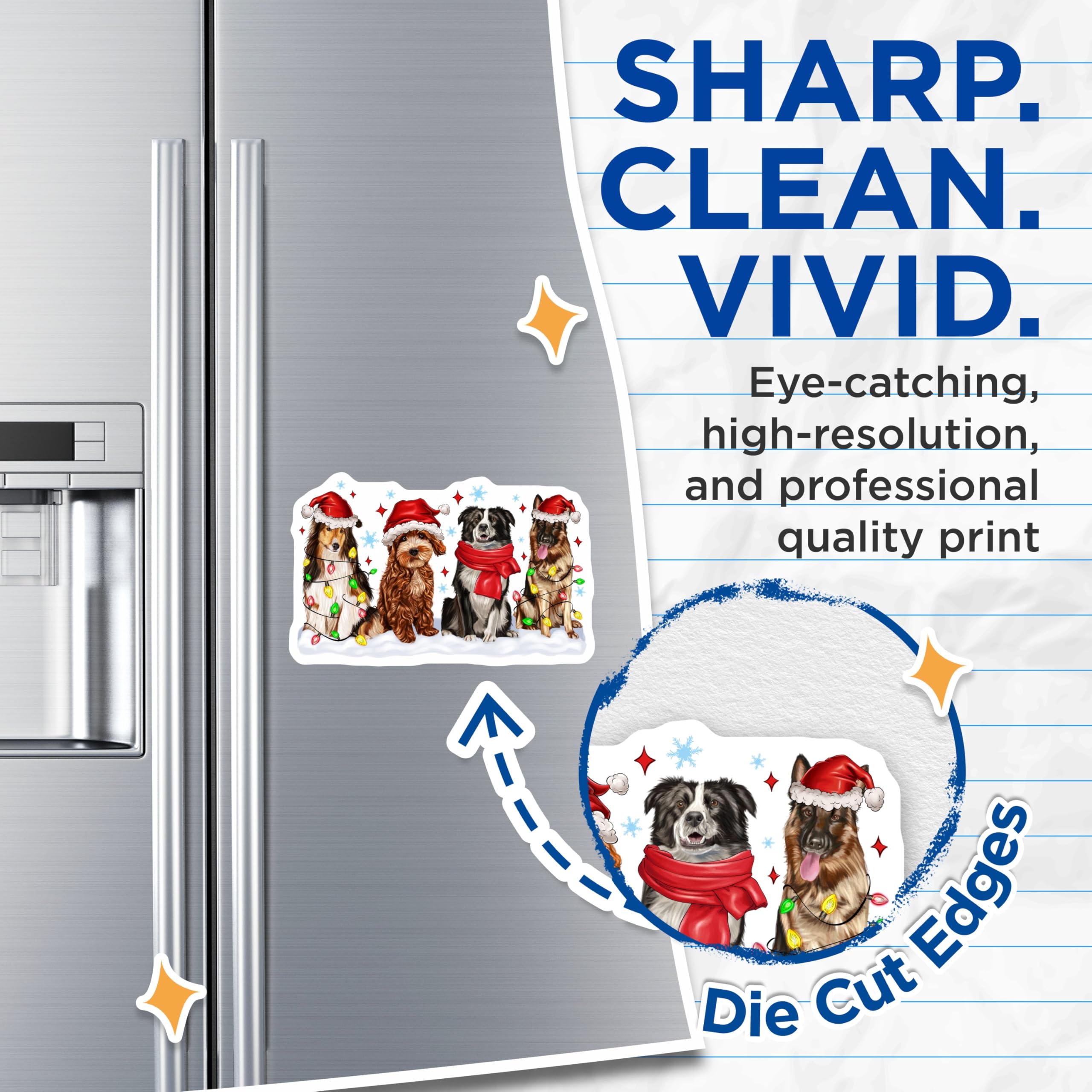 (2 Pack) Christmas Dog Magnets - Holiday Pet Decor - Dog Lover Present - 5 Inches On Longest Side - Thick Durable Magnet - Made in USA - MAG25840
