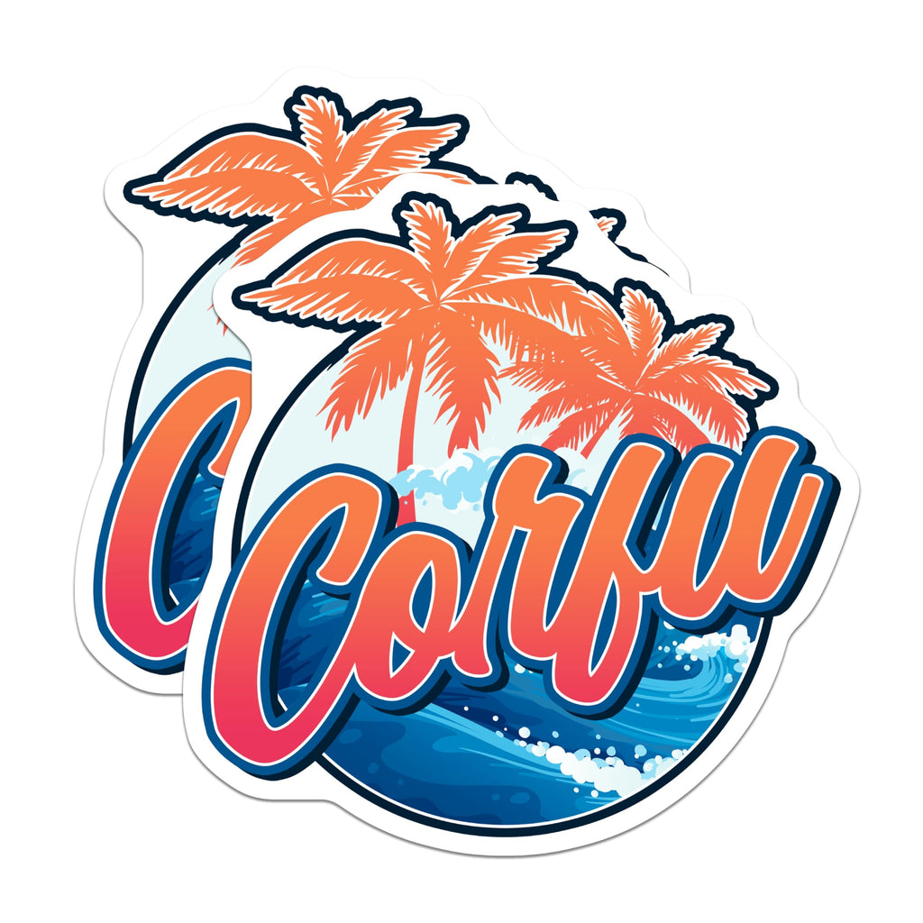 (2 Pack) Corfu Magnets - Greek Island Decor - Travel Souvenir Fridge Magnets - 5" On Longest Side - Premium Magnet - for Cars, Refrigerators, Toolboxes, Lockers - Made in USA - MAG17259