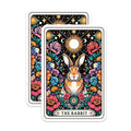 (2 Pack) The Rabbit Stickers - Floral Design - Celestial Art - Tarot Inspired - Cute Animal Stickers - High-Quality Print - 5" On Longest Side - Sticks to Smooth Flat Surfaces - Made in USA - BMCS4484