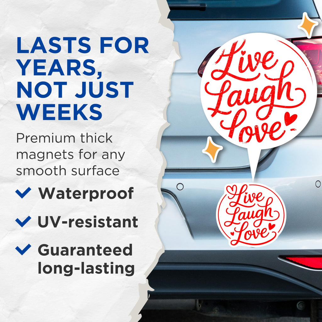 (2 Pack) Live Laugh Love Magnets - Inspirational Quote - Fridge Magnets - 5" On Longest Side - Premium Magnet - for Cars, Refrigerators, Toolboxes, Lockers - Made in USA - MAG16022