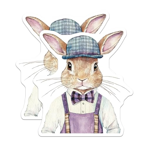 (2 Pack) Rabbit Art Magnet - Fridge Decor - Kids Room - Kitchen Decoration - 5" On Longest Side - Sticks to Smooth Flat Surfaces - Made in USA - MAG9503