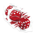 (2 Pack) Vibrant Red Dice Stickers - Gaming Accessories - Fun Decor for Gamers - 5" On Longest Side - Sticks to Smooth Flat Surfaces - Made in USA - BMCS6640