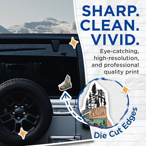 (2 Pack) Explore Adventure Stickers - Hiking Boot Stickers - Outdoor Camping Art - 5" On Longest Side - Sticks to Smooth Flat Surfaces - Made in USA - BMCS4178