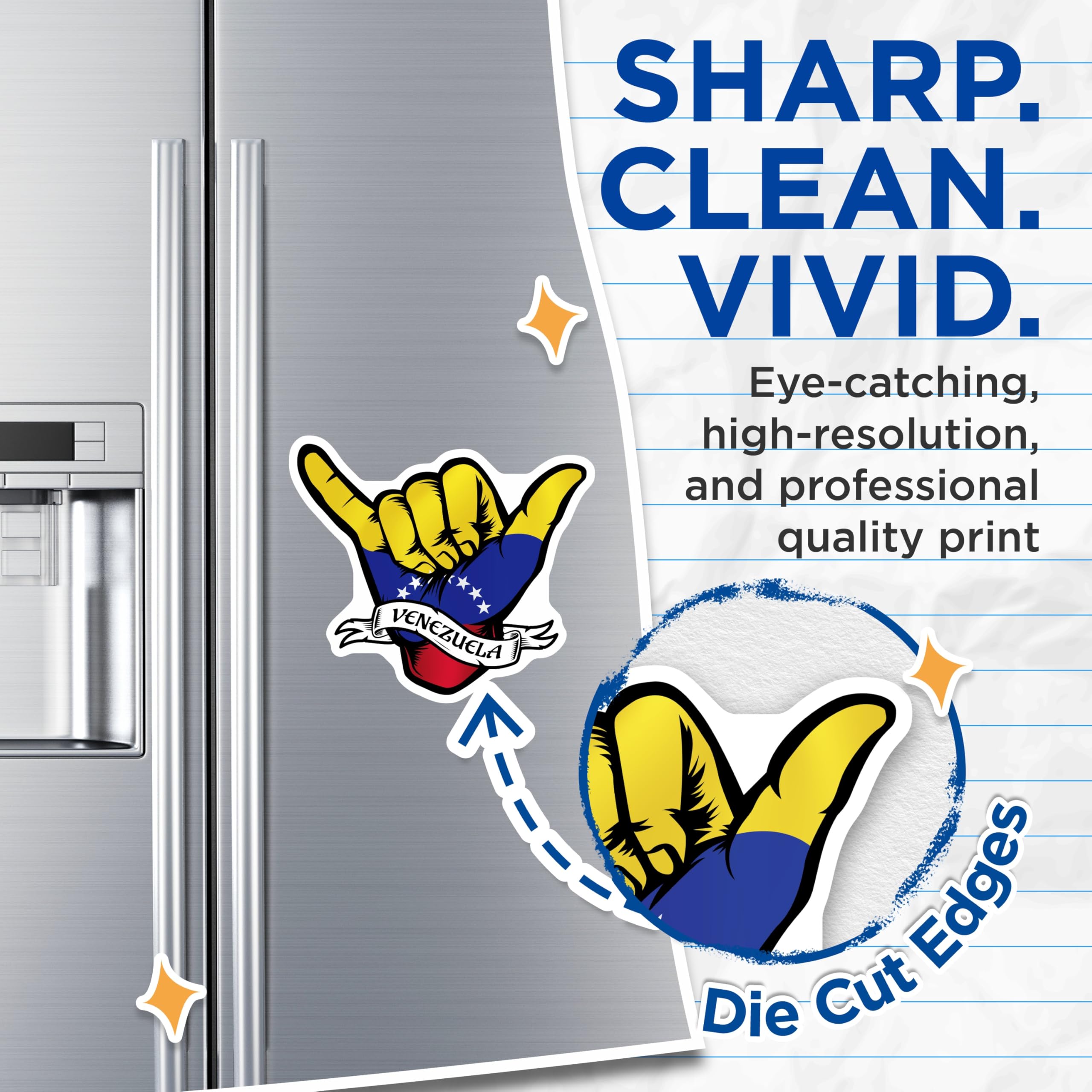 (2 Pack) Venezuela Hand Sign Magnets - Shaka Sign - Venezuelan Pride Decoration - 5" On Longest Side - Premium Magnet - for Cars, Refrigerators, Toolboxes, Lockers - Made in USA - MAG18667