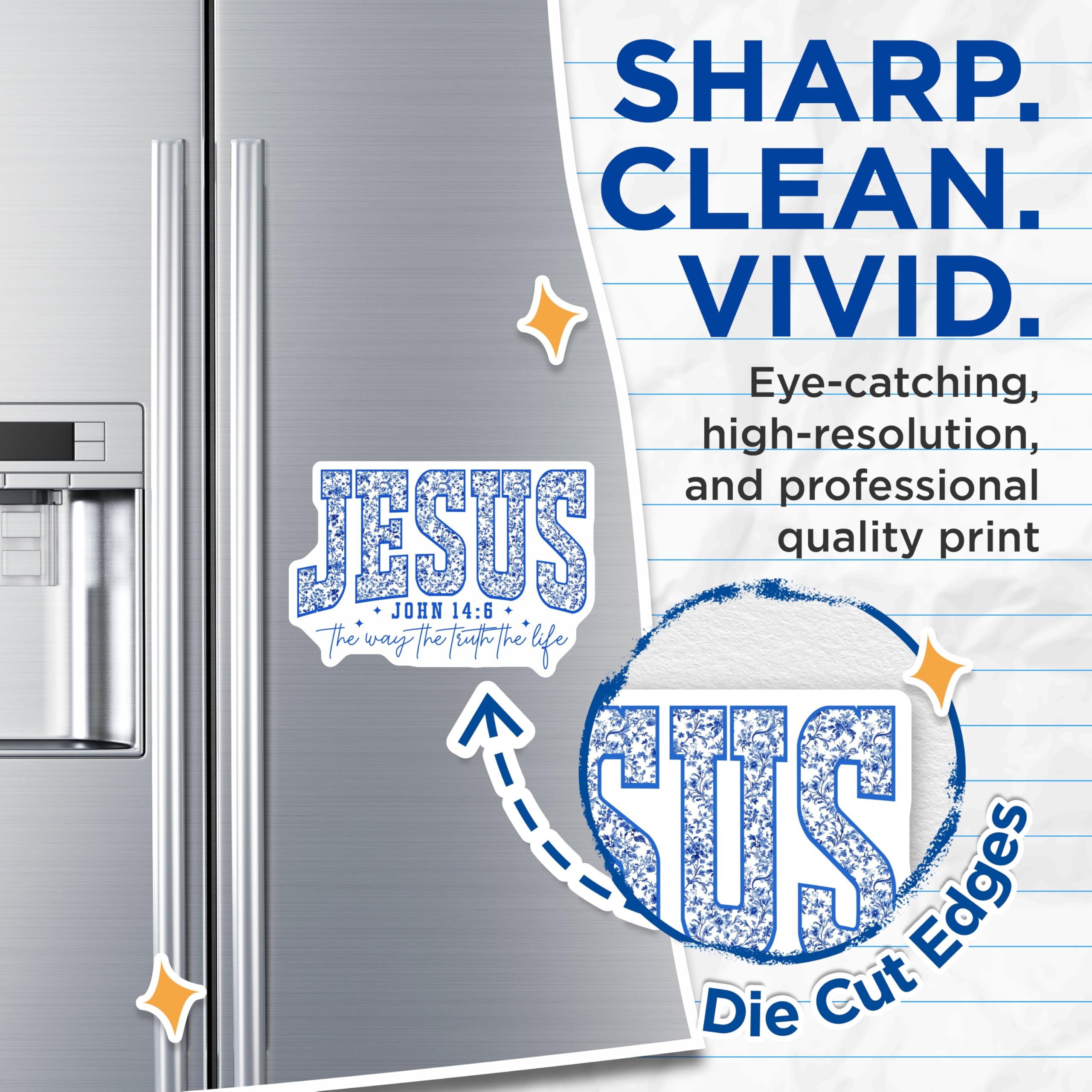 (2 Pack) Jesus Chinoiserie Magnets - John 14:6 Bible Verse - Christian Faith Scripture Decor - 5 Inches On Longest Side - Thick Durable Magnet - Made in USA - MAG20053