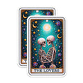(2 Pack) Gothic Skeleton Lovers Stickers - Tarot Card Stickers - Unique Skull Art Stickers - 5" On Longest Side - Sticks to Smooth Flat Surfaces - Made in USA - BMCS5449