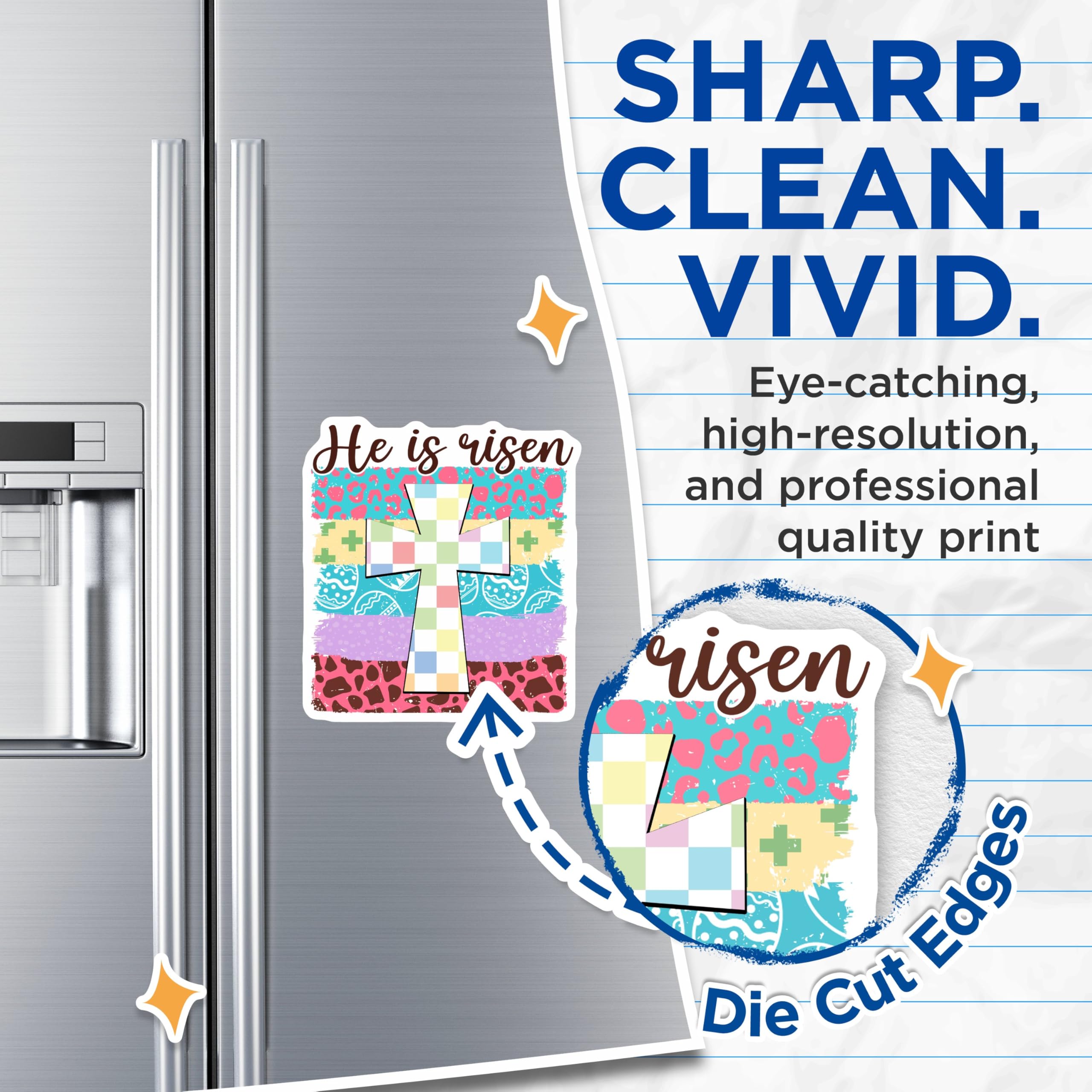 (2 Pack) He is Risen Magnets - Easter Theme - Religious Inspirational - Christian Faith Fridge - 5" On Longest Side - for Cars, Toolboxes, Lockers - Made in USA BMCS3087
