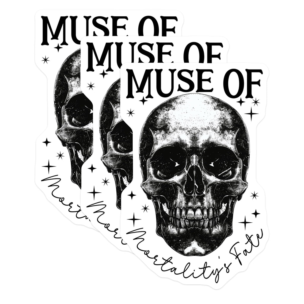 (3 Pack) Skull Decals - Muse of Mortalitys Fate - Gothic Stickers - 3 Inches On Longest Side - Easy Peel & Apply - Made in USA - 3MCS2310