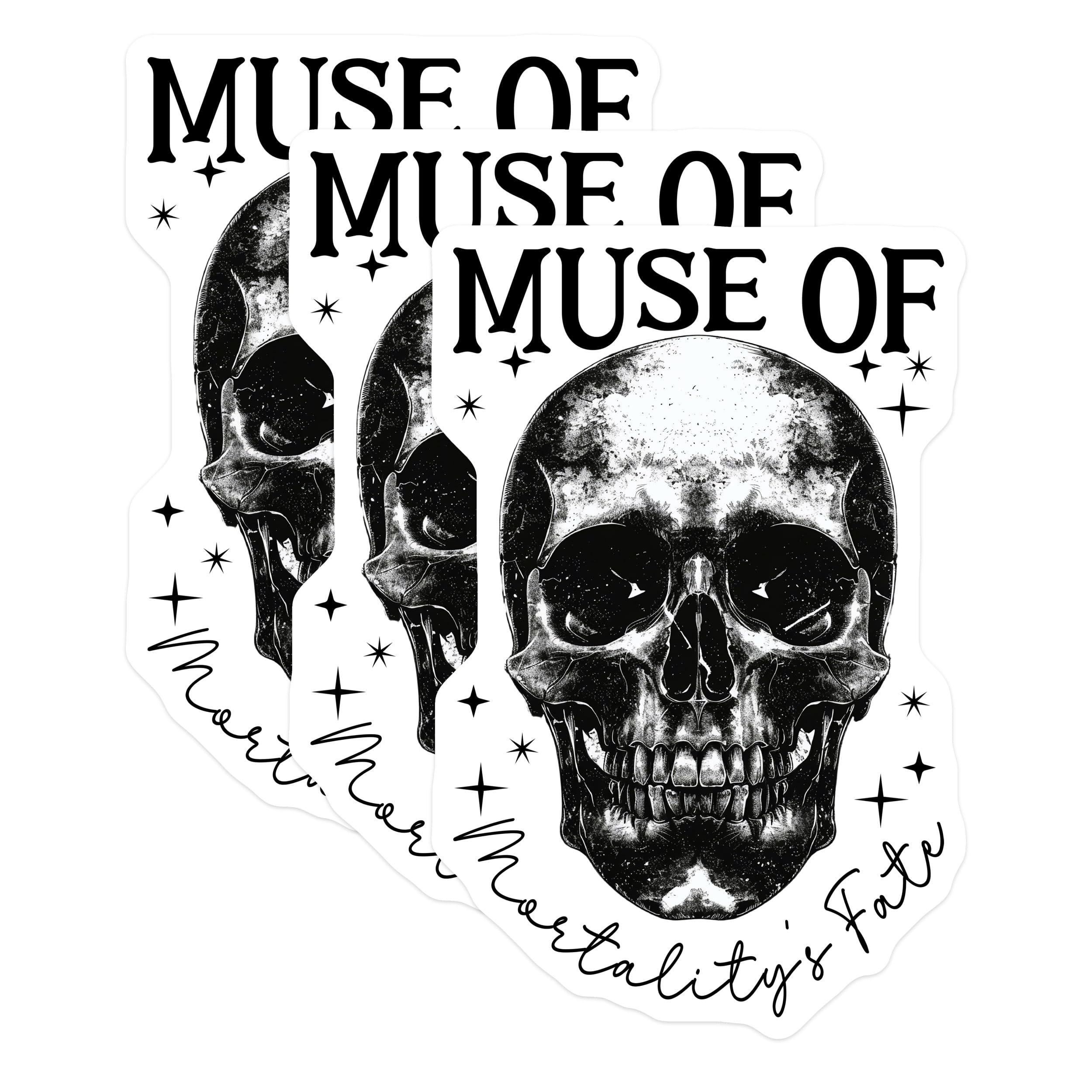 (3 Pack) Skull Decals - Muse of Mortalitys Fate - Gothic Stickers - 3 Inches On Longest Side - Easy Peel & Apply - Made in USA - 3MCS2310