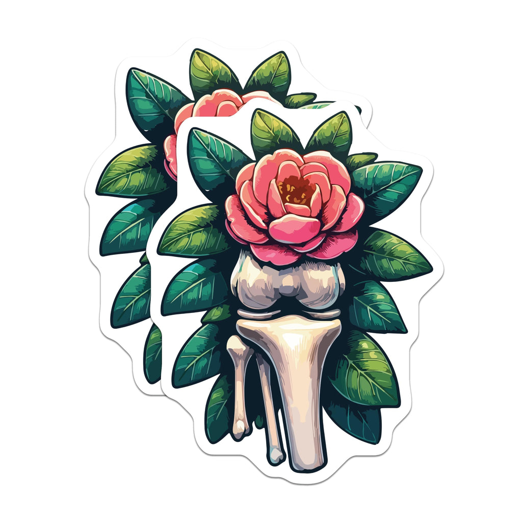 (2 Pack) Anatomical Knee Magnets - Floral Bone Art - Medical Student Decor - Unique Science Aesthetic - 5 Inches On Longest Side - Thick Durable Magnet - Made in USA - MAG19523