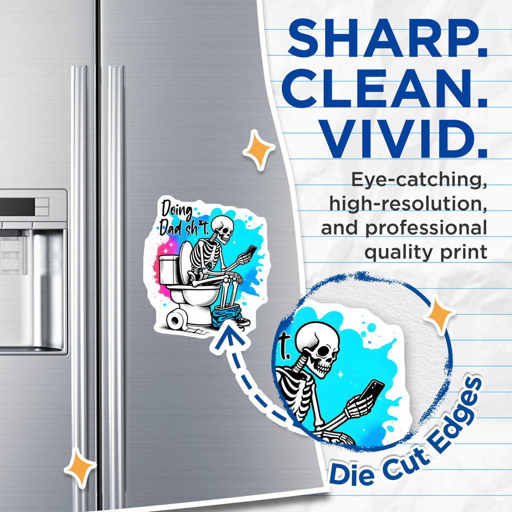(2 Pack) Doing Dad Stuff Magnets - Funny Skeleton Fun - Bathroom Decor - 5" On Longest Side - for Cars, Fridges, Toolboxes - Made in USA - MAG7460