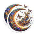 (2 Pack) Crescent Moon Magnets - Butterfly Design Magnets - Celestial Refrigerator Magnets - 5" On Longest Side - Premium Magnet - for Cars, Refrigerators, Toolboxes, Lockers - Made in USA - MAG15680
