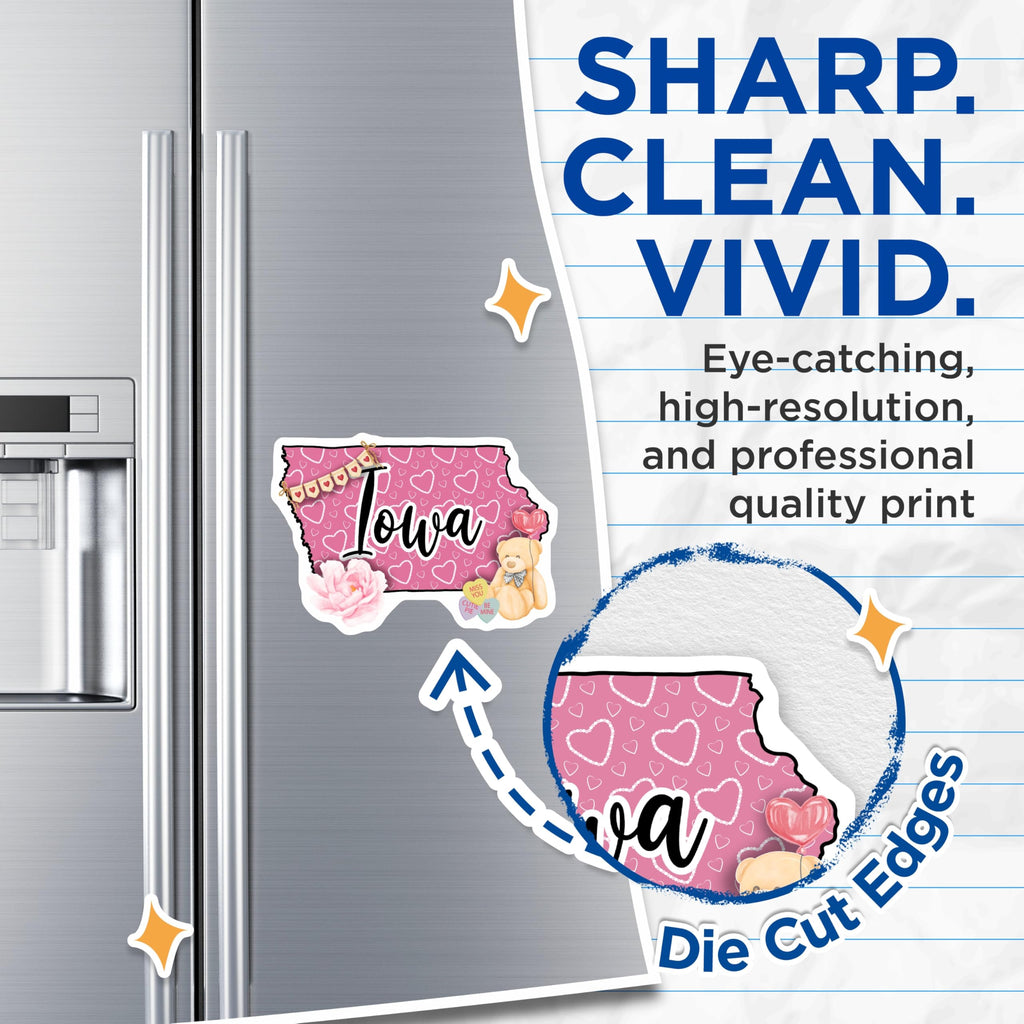 (2 Pack) Iowa State Magnets - Heart Magnets - Teddy Bear Iowa - 5" On Longest Side - Premium Magnet - for Cars, Refrigerators, Toolboxes, Lockers - Made in USA - MAG18926