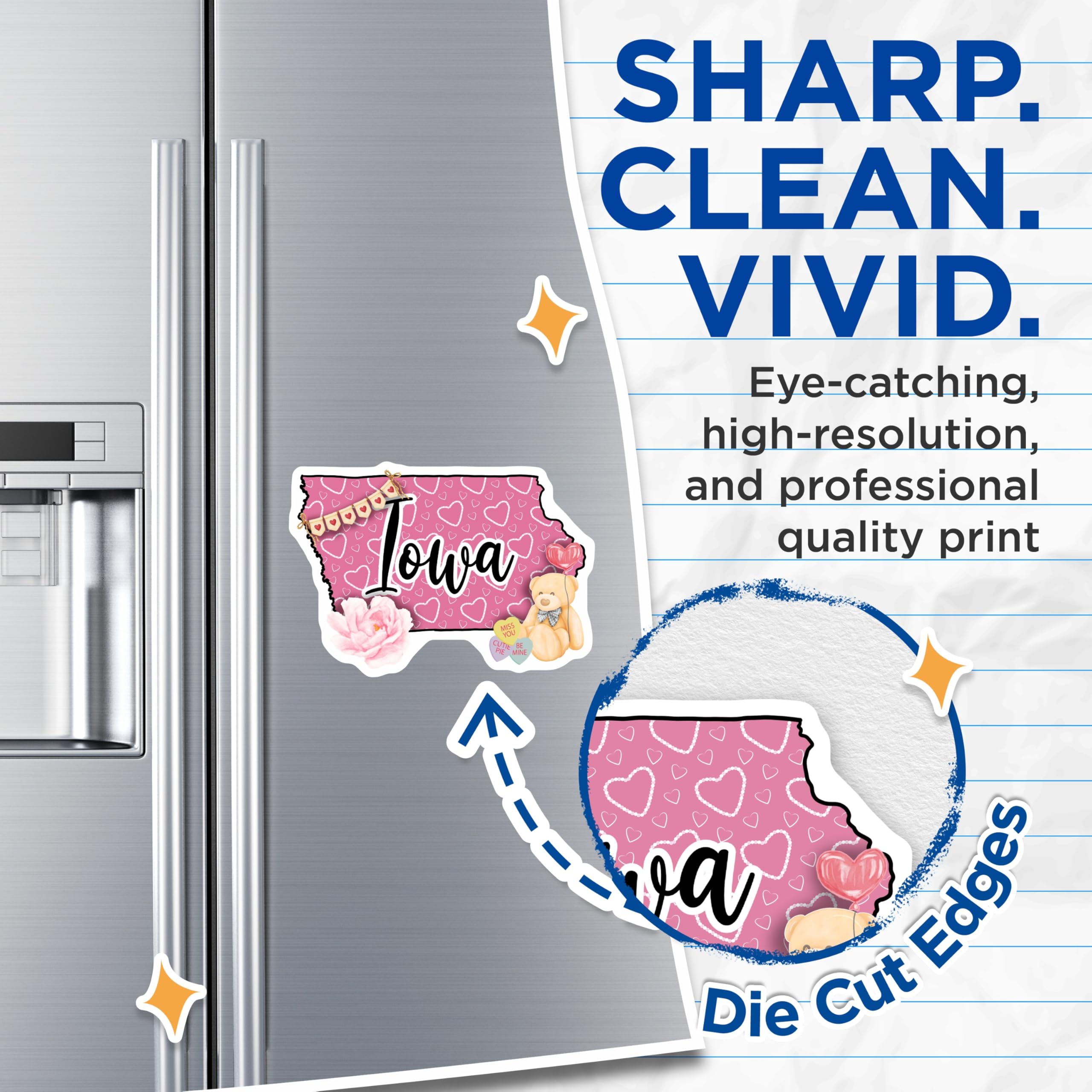 (2 Pack) Iowa State Magnets - Heart Magnets - Teddy Bear Iowa - 5" On Longest Side - Premium Magnet - for Cars, Refrigerators, Toolboxes, Lockers - Made in USA - MAG18926