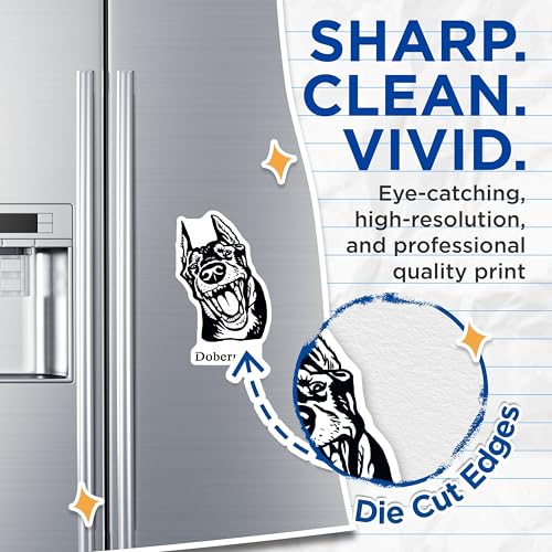 (2 Pack) Doberman Dog Magnets - Cute Pet Lover - Black and White Animal Print Magnets - 5" On Longest Side - for Cars, Fridges, Toolboxes - Made in USA - MAG4026