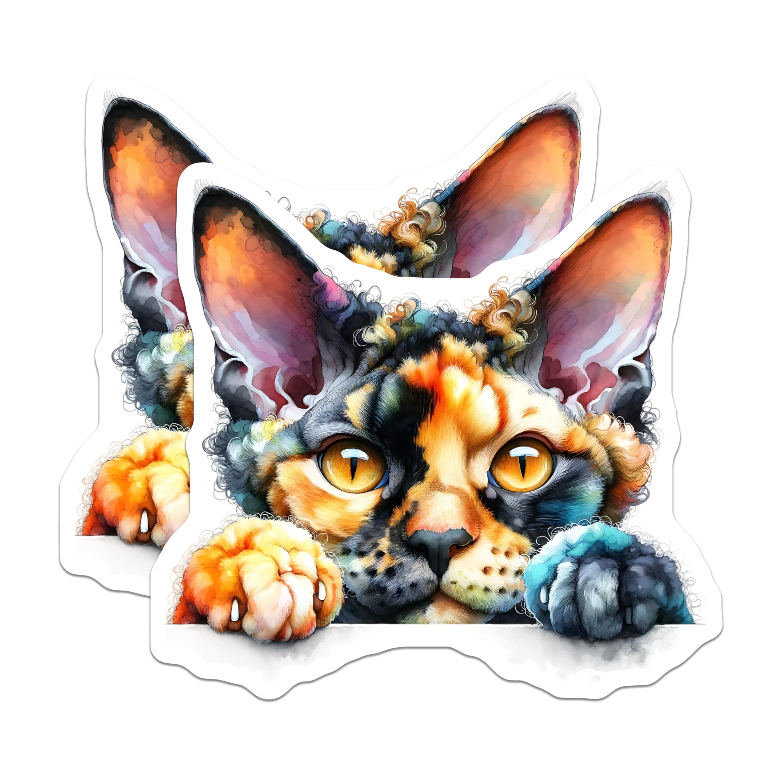 (2 Pack) Calico Cat Magnets - Unique Feline - Pet Lover Refrigerator Decor - 5" On Longest Side - Premium Magnet - for Cars, Refrigerators, Toolboxes, Lockers - Made in USA - MAG15197