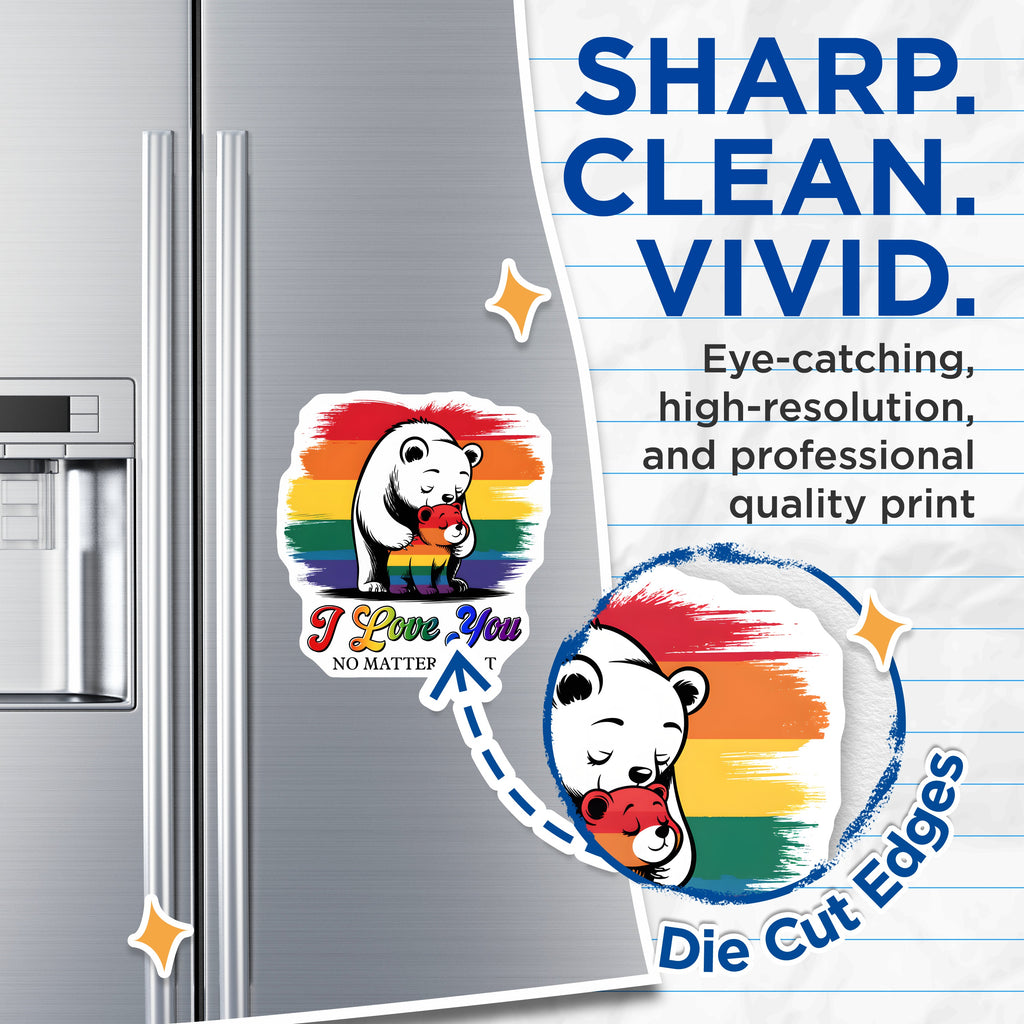 (2 Pack) LGBTQ Pride Magnets - Unconditional Love Bears - Rainbow Family Decor - Affirming Home Accent - 5 Inches On Longest Side - Thick Durable Magnet - Made in USA - MAG37958