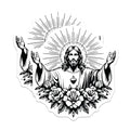 (2 Pack) Jesus Christ Faith Stickers - Christian Religious Art - Inspirational and Spiritual - 5" On Longest Side - Sticks to Smooth Flat Surfaces - Made in USA - BMCS7330