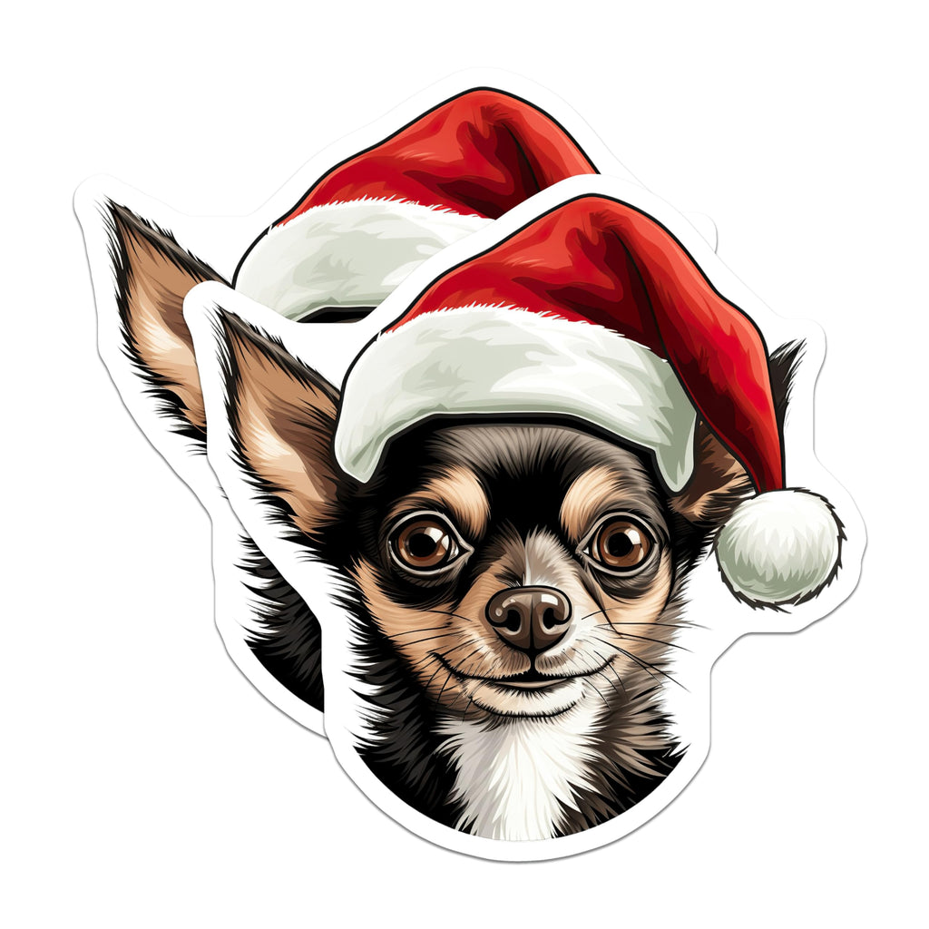 (2 Pack) Chihuahua Christmas Magnets - Santa Hat Dog Magnet - Pet Lover Holiday Decor - 5 Inches On Longest Side - Thick Durable Magnet - Made in USA - MAG25220