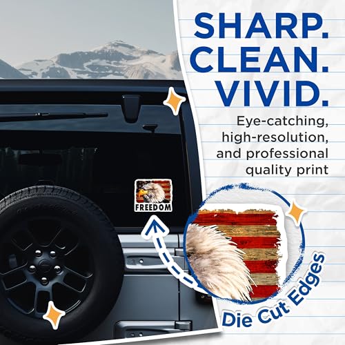 (2 Pack) Bald Eagle Freedom Stickers - American Flag Eagle Decal - Patriotic American Pride - 5" On Longest Side - Sticks to Smooth Flat Surfaces - Made in USA - BMCS5730