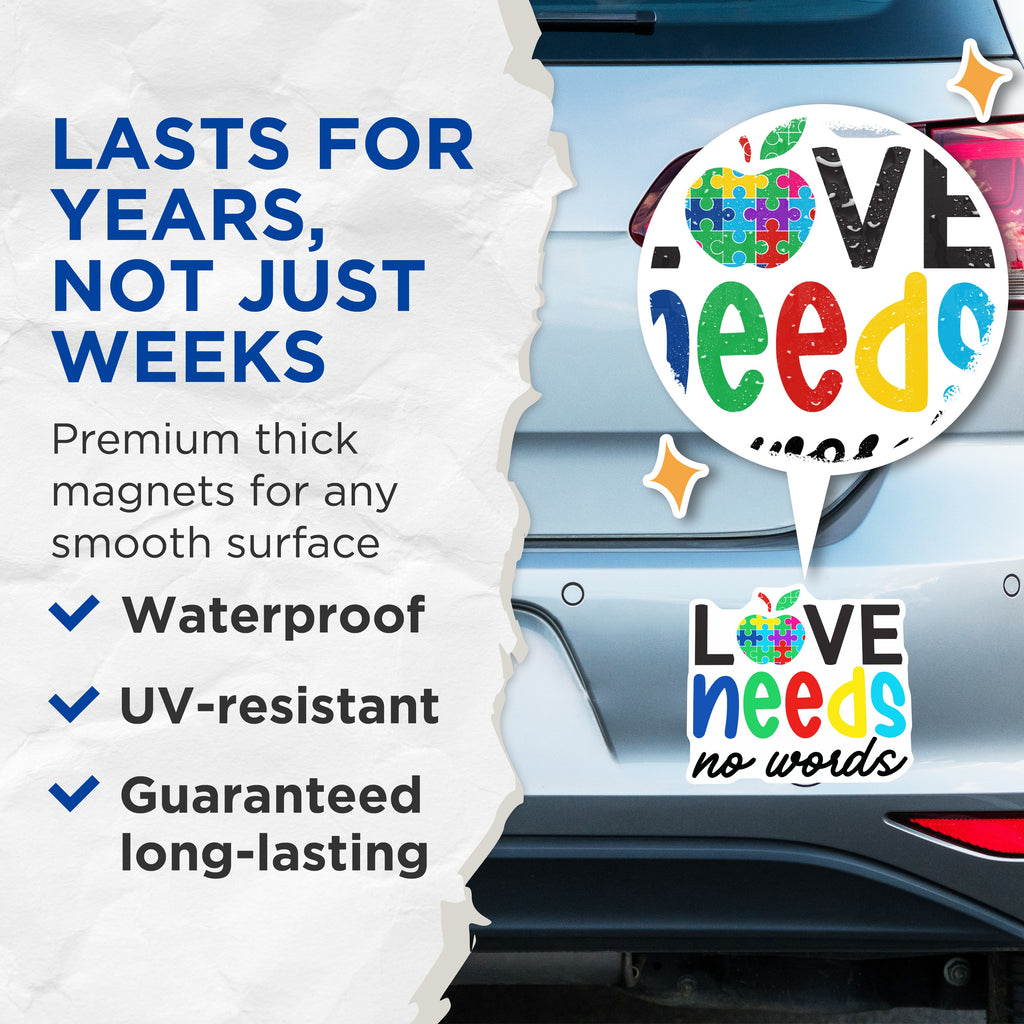 (2 Pack) Autism Awareness Magnets - Neurodiversity Puzzle Love - Special Needs Support - Inclusion Acceptance Advocacy Decor - 5 Inches On Longest Side - Thick Durable Magnet - Made in USA - MAG39680