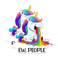 (2 Pack) Ew People Unicorn Stickers - Funny Unicorn Meme - Rainbow Vomit for Laptop Water Bottle - 5" On Longest Side - Sticks to Smooth Flat Surfaces - Made in USA - BMCS7809