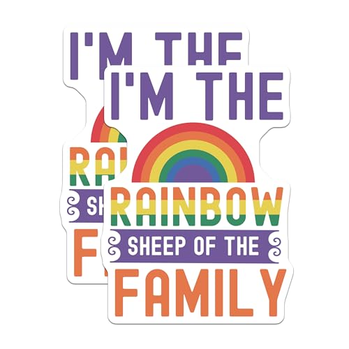 (2 Pack) Rainbow Sheep of The Family Stickers - LGBTQ Pride Stickers - Funny LGBTQ Decal - 5" On Longest Side - Sticks to Smooth Flat Surfaces - Made in USA - BMCS4109