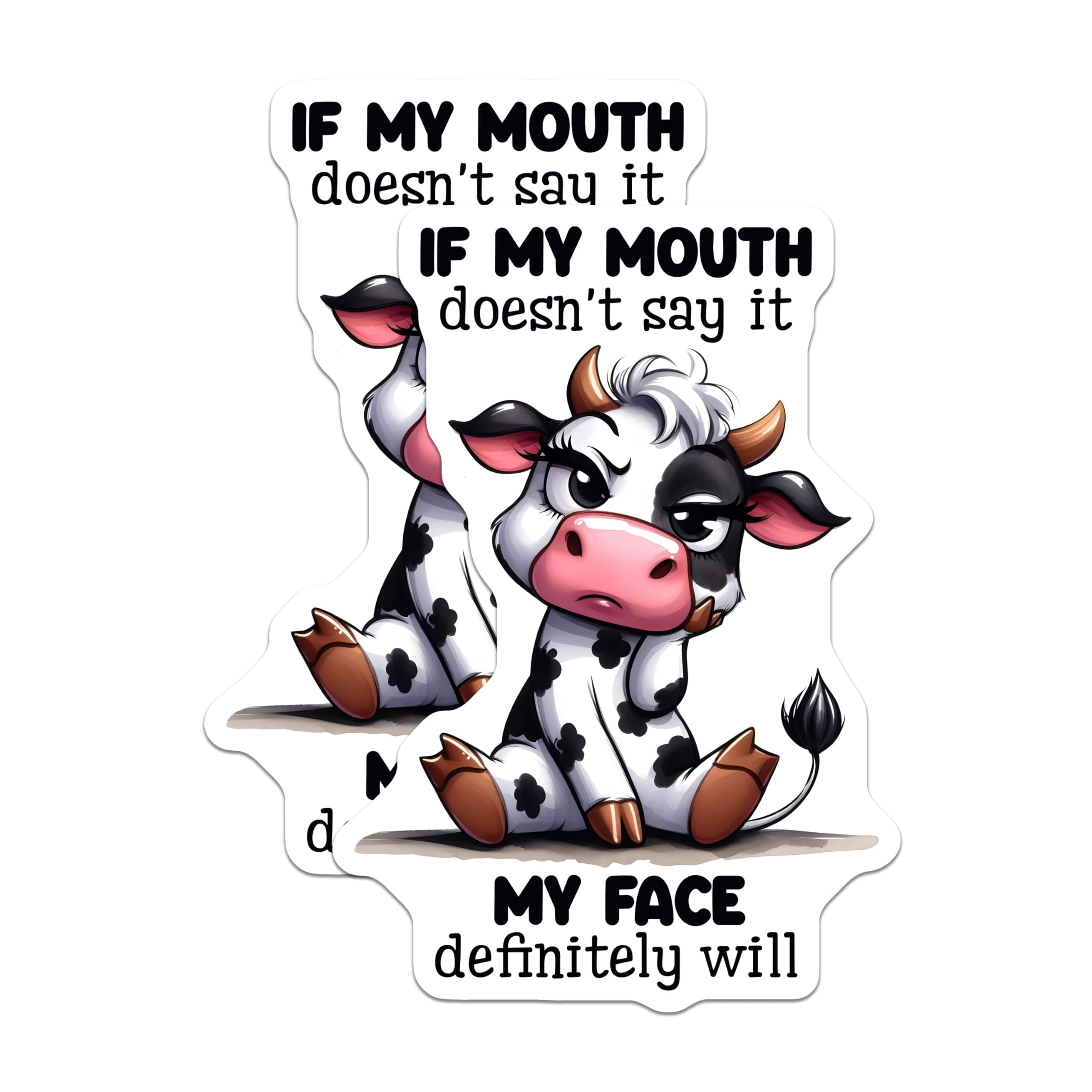 (2 Pack) Sarcastic Cow Magnets - Funny Face Expression - Refrigerator Magnets - 5" On Longest Side - Premium Magnet - for Cars, Refrigerators, Toolboxes, Lockers - Made in USA - MAG16752