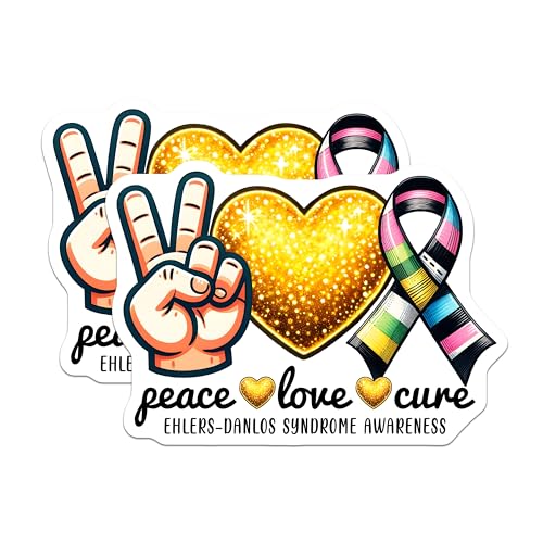 (2 Pack) Ehlers-Danlos Syndrome Awareness Magnets - Peace Love Cure - 5" On Longest Side - for Cars, Fridges, Toolboxes - Made in USA - MAG8203
