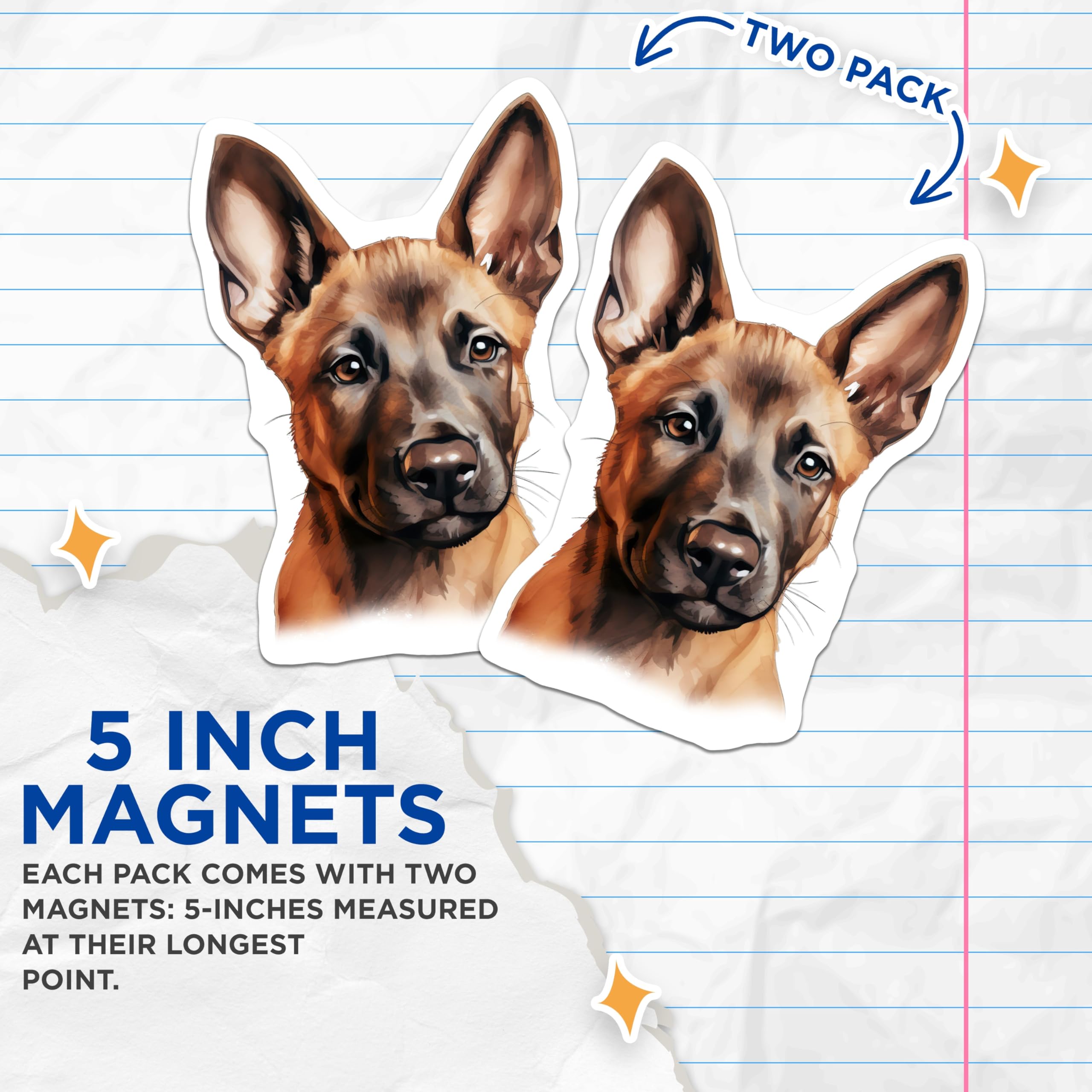 (2 Pack) German Shepherd Puppy Magnets - Loyal GSD Dog Breed Art - Animal Companion Refrigerator Magnets for Kitchen Decor - 5 Inches On Longest Side - Thick Durable Magnet - Made in USA - MAG24843