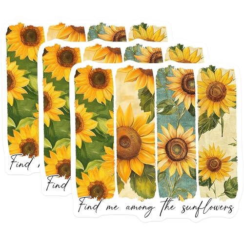 (3 Pack) Sunflower Decals - Floral Laptop Decals - Find Me Among The Sunflowers - Stickers - 3 Inches On Longest Side - Easy Peel & Apply - Made in USA - 3MCS8215