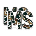 (2 Pack) MS Camouflage Magnets - Military Style Decor - Personalized Initial Art - Alphabet Letter M S - Unique Grunge Print - 5 Inches On Longest Side - Thick Durable Magnet - Made in USA - MAG20349