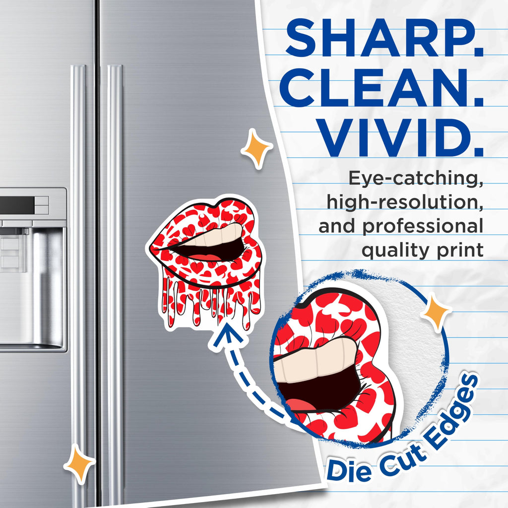 (2 Pack) Dripping Lips Magnets - Heart Design - Valentine's Day Decor - Love Aesthetic - Fridge Art - Refrigerator Accessory - 5 Inches On Longest Side - Thick Durable Magnet - Made in USA - MAG20169
