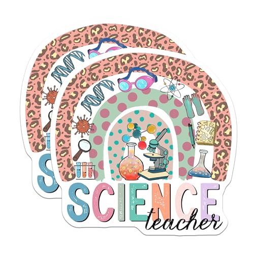(2 Pack) Science Teacher Stickers - Rainbow Science Lab - Educational Classroom Decor - 5" On Longest Side - Sticks to Smooth Flat Surfaces - Made in USA - BMCS5821