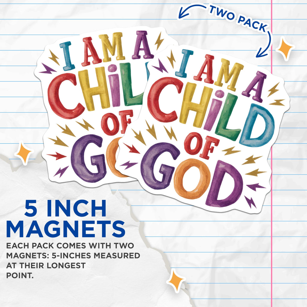 (2 Pack) Child of God Magnets - Religious Saying - Inspirational Message Fridge Decor - 5" On Longest Side - Premium Magnet - for Cars, Refrigerators, Toolboxes, Lockers - Made in USA - MAG15704