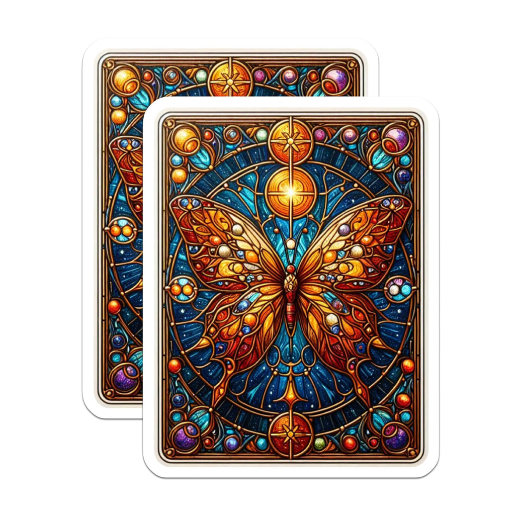 (2 Pack) Stained Glass Butterfly Magnets - Vibrant Celestial Insect Art - Mandala Mosaic Design - Colorful Nature Decor - 5 Inches On Longest Side - Thick Durable Magnet - Made in USA - MAG21131