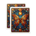 (2 Pack) Stained Glass Butterfly Magnets - Vibrant Celestial Insect Art - Mandala Mosaic Design - Colorful Nature Decor - 5 Inches On Longest Side - Thick Durable Magnet - Made in USA - MAG21131