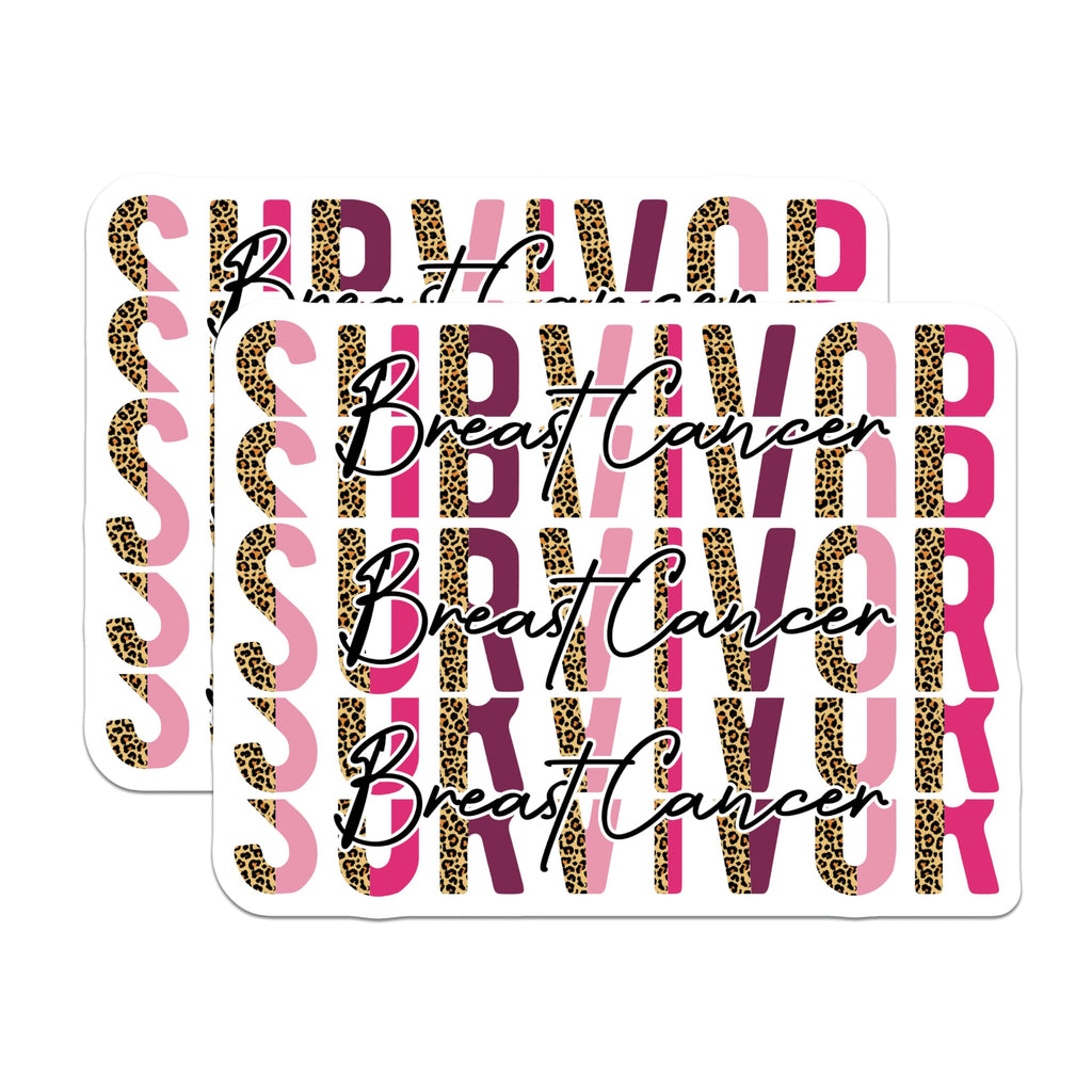 (2 Pack) Breast Cancer Awareness Magnets - Survivor Magnet - Leopard Print Ribbon Magnet - 5" On Longest Side - Premium Magnet - for Cars, Refrigerators, Toolboxes, Lockers - Made in USA - MAG16775