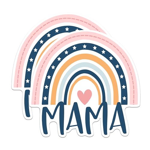 (2 Pack) Mama Rainbow Heart Magnets - Cute Rainbow Magnets - Heart Mama Magnets- 5" On Longest Side - for Fridges, Toolboxes, Cars - Made in USA - MAG2567
