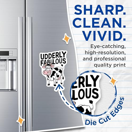 (2 Pack) Udderly Fabulous Magnets - Funny Cow Magnets - Cute Animal Magnets for Fridge and Locker - 5" On Longest Side - for Cars, Fridges, Toolboxes - Made in USA - MAG3968