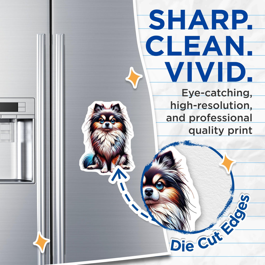 (2 Pack) Pomeranian Dog Magnets - Cute Puppy Art - Fridge Locker Decorations - 5" On Longest Side - Premium Magnet - for Cars, Refrigerators, Toolboxes, Lockers - Made in USA - MAG14269